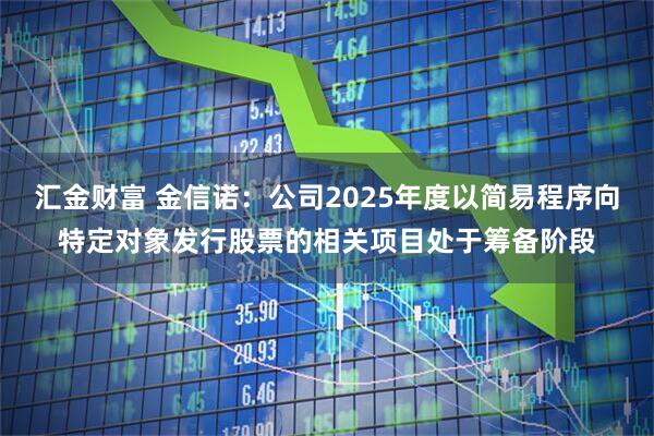 汇金财富 金信诺：公司2025年度以简易程序向特定对象发行股票的相关项目处于筹备阶段