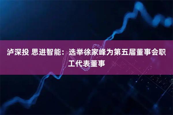 泸深投 思进智能：选举徐家峰为第五届董事会职工代表董事